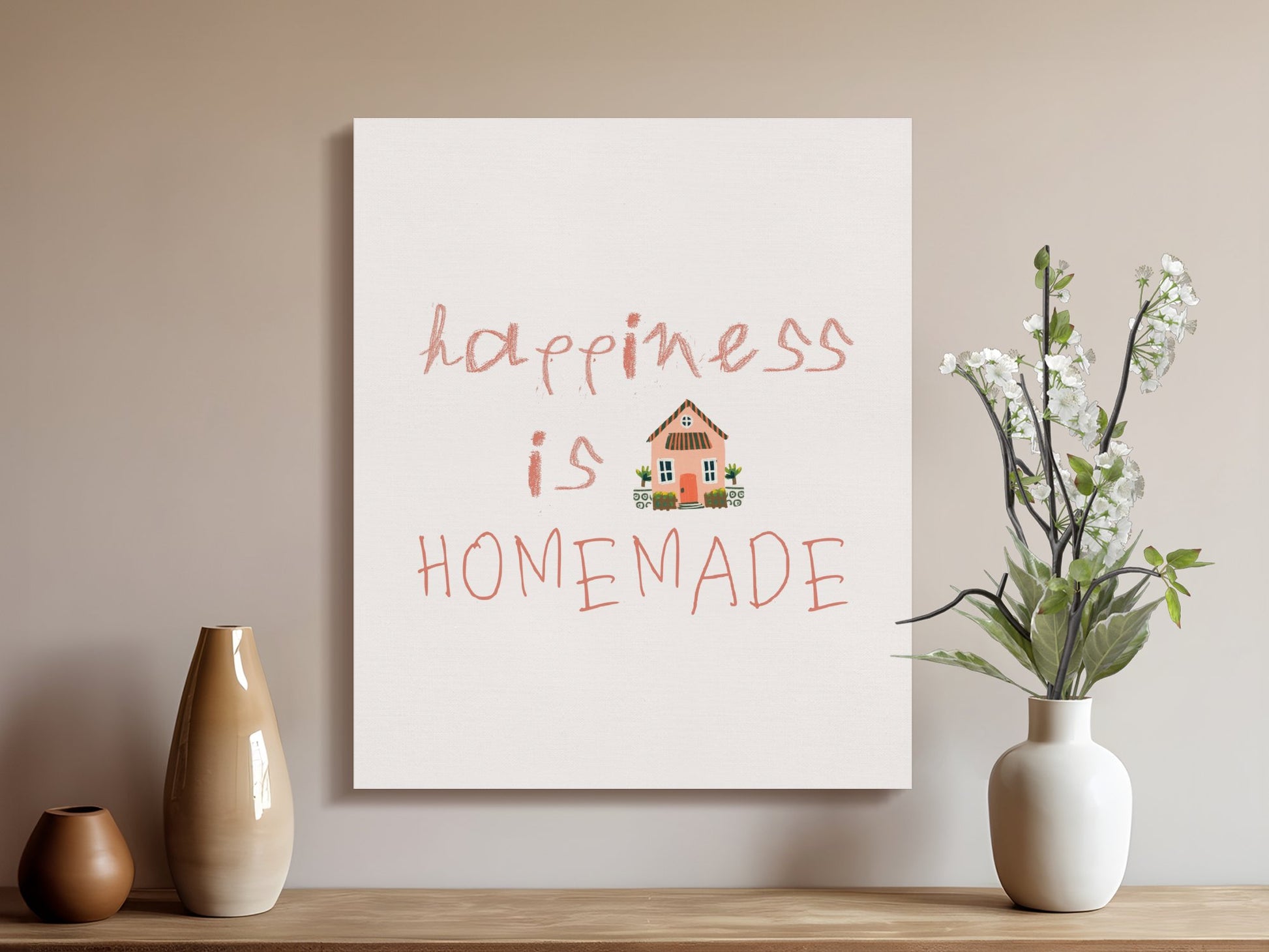 Premium Poster of Happiness is Homemade Nursery Wall Art Canvas Wraps