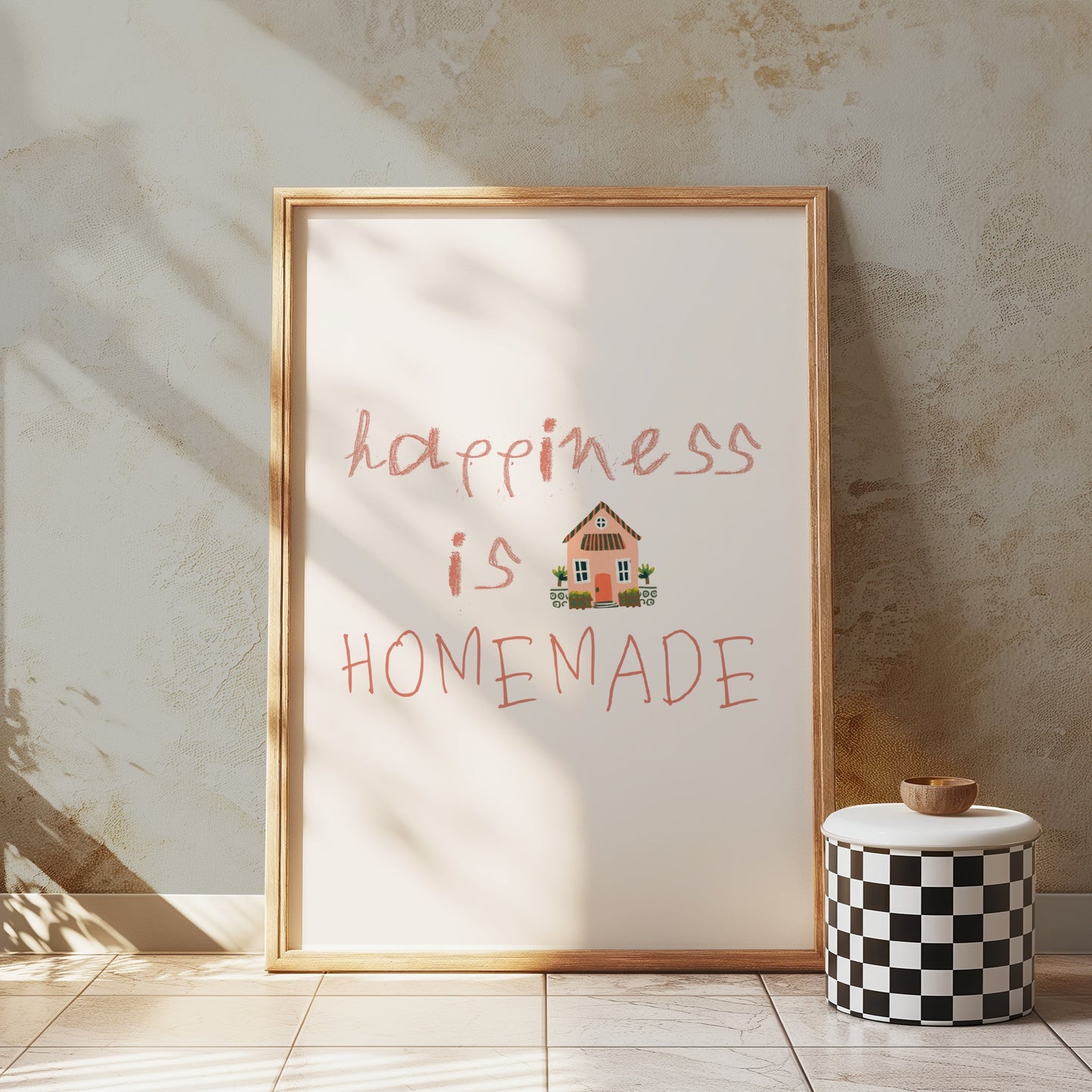 Premium Poster of Happiness is Homemade Typography Art Print Posters