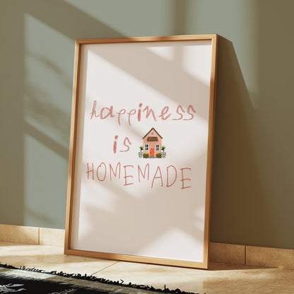Premium Poster of Happiness is Homemade Typography Art Print Posters
