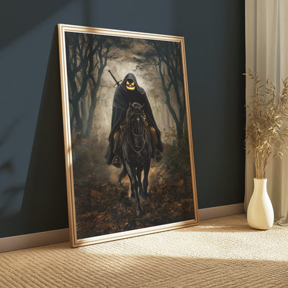 Premium Poster of Headless Horseman Halloween Scary Dark Forest Posters