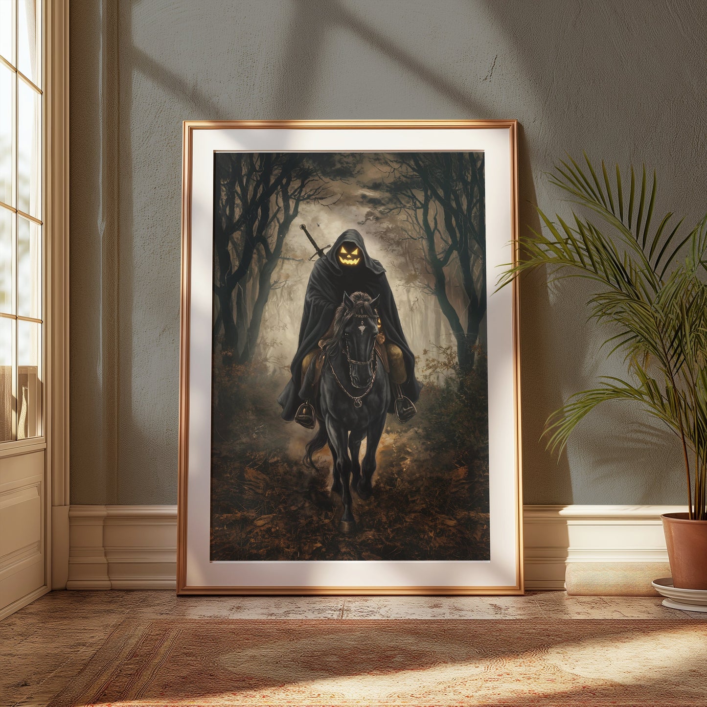 Premium Poster of Headless Horseman Halloween Scary Dark Forest Posters