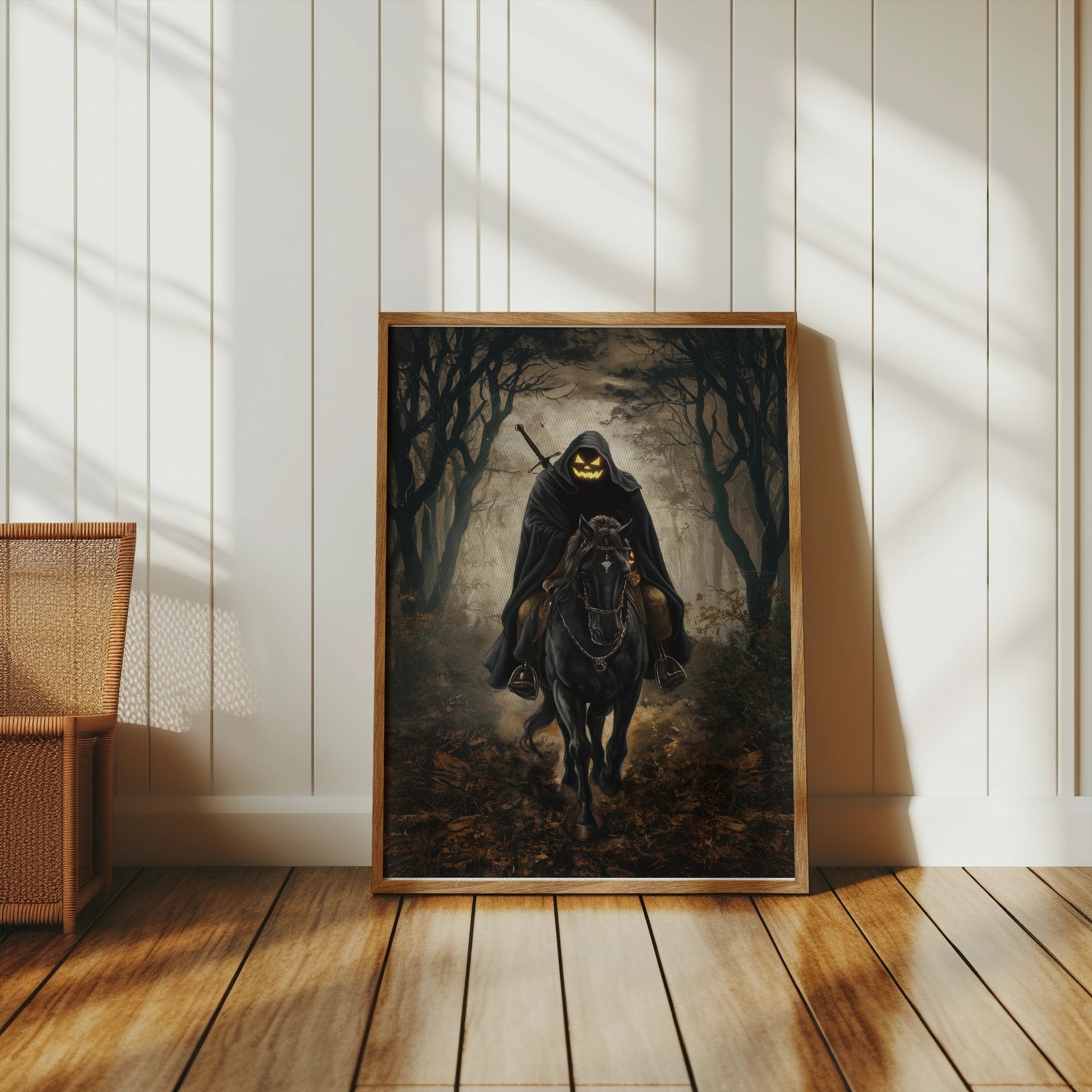 Premium Poster of Headless Horseman Halloween Scary Dark Forest Posters
