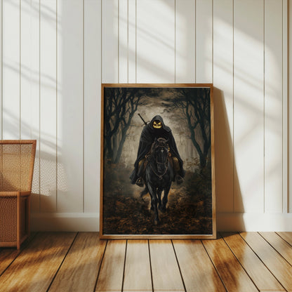 Premium Poster of Headless Horseman Halloween Scary Dark Forest Posters