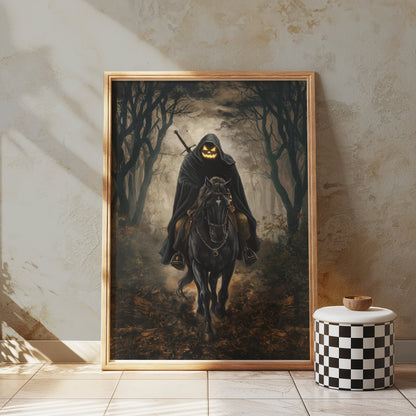 Premium Poster of Headless Horseman Halloween Scary Dark Forest Posters