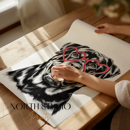 Premium Poster of Heart Shaped Glasses Dog Art Print Posters