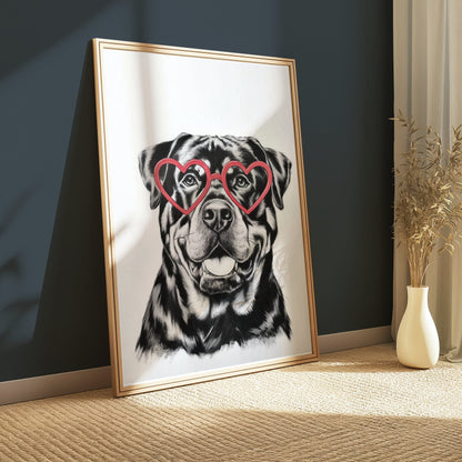 Premium Poster of Heart Shaped Glasses Dog Art Print Posters