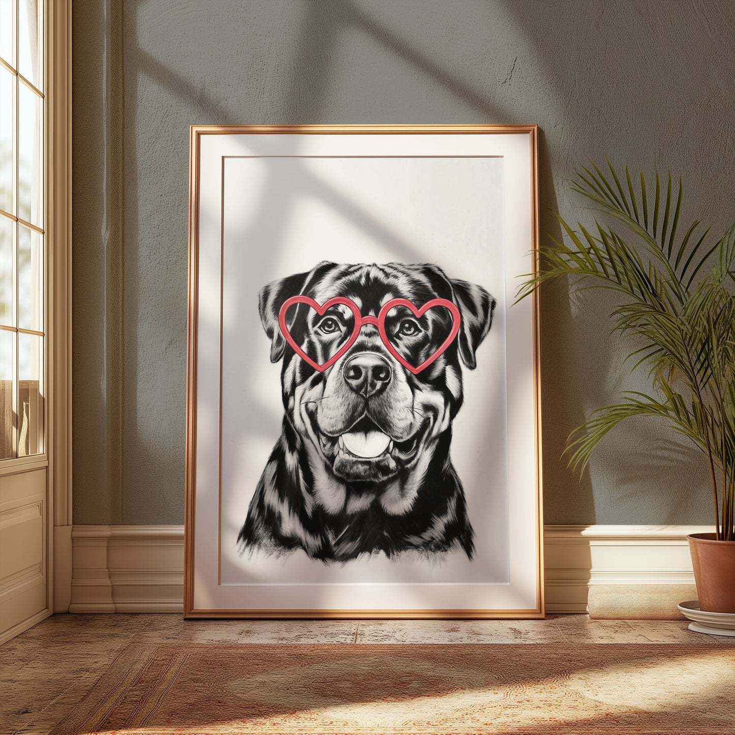 Premium Poster of Heart Shaped Glasses Dog Art Print Posters