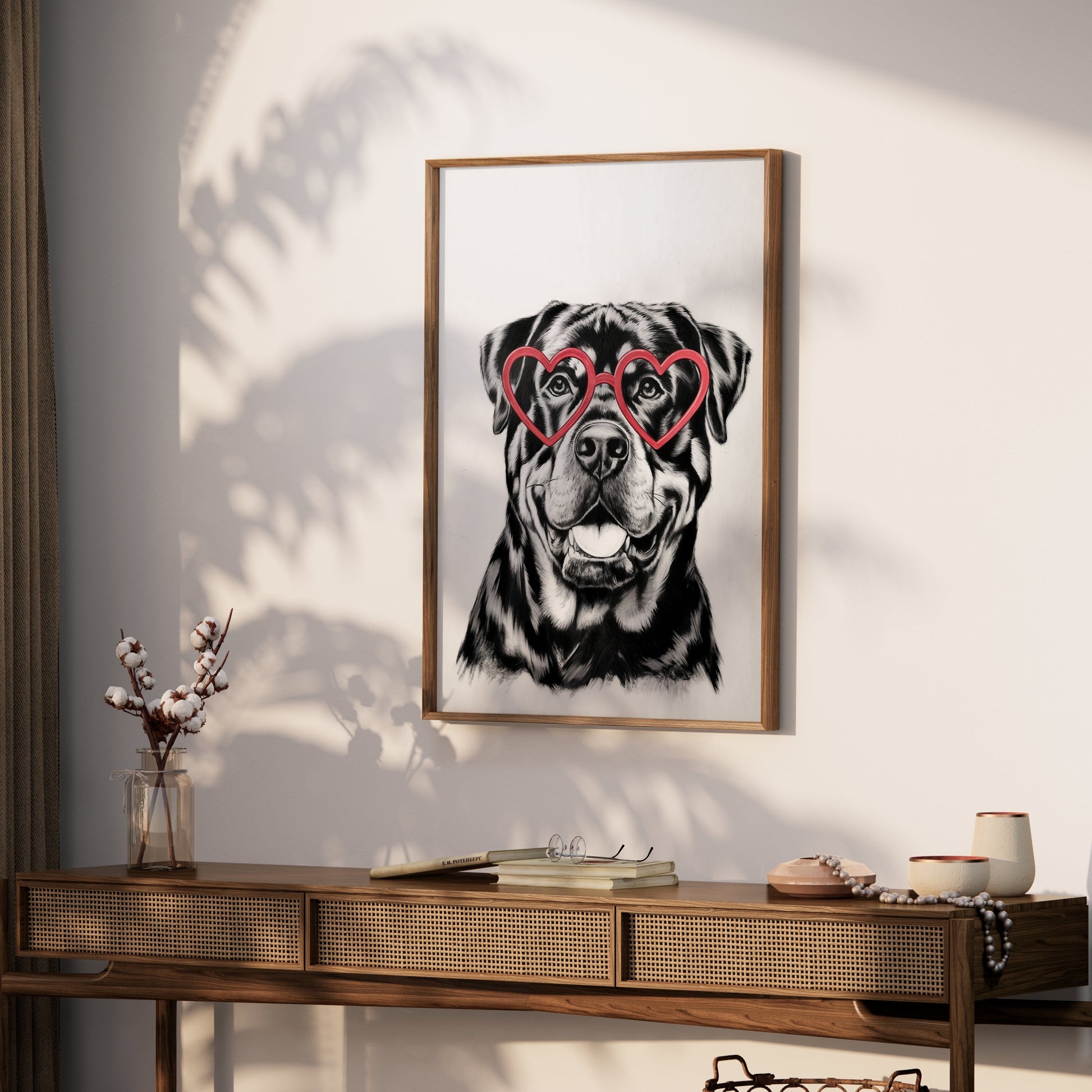 Premium Poster of Heart Shaped Glasses Dog Art Print Posters
