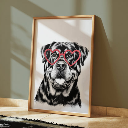 Premium Poster of Heart Shaped Glasses Dog Art Print Posters