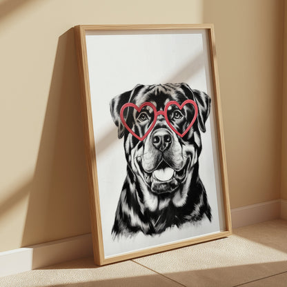 Premium Poster of Heart Shaped Glasses Dog Art Print Posters