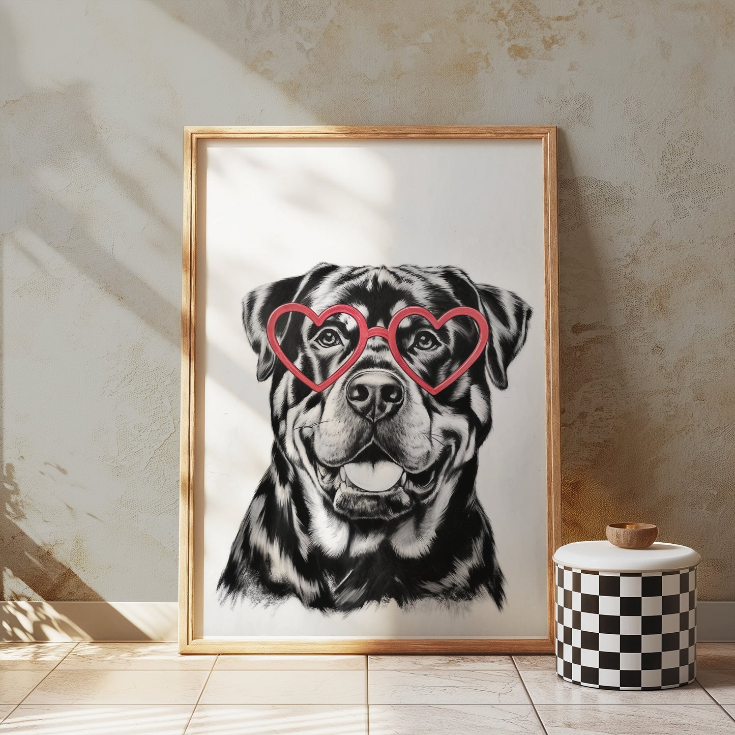 Premium Poster of Heart Shaped Glasses Dog Art Print Posters