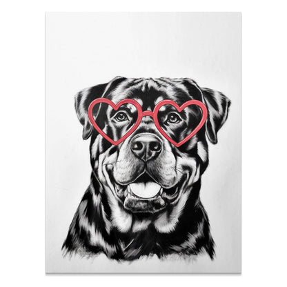 Premium Poster of Heart Shaped Glasses Dog Art Print Posters