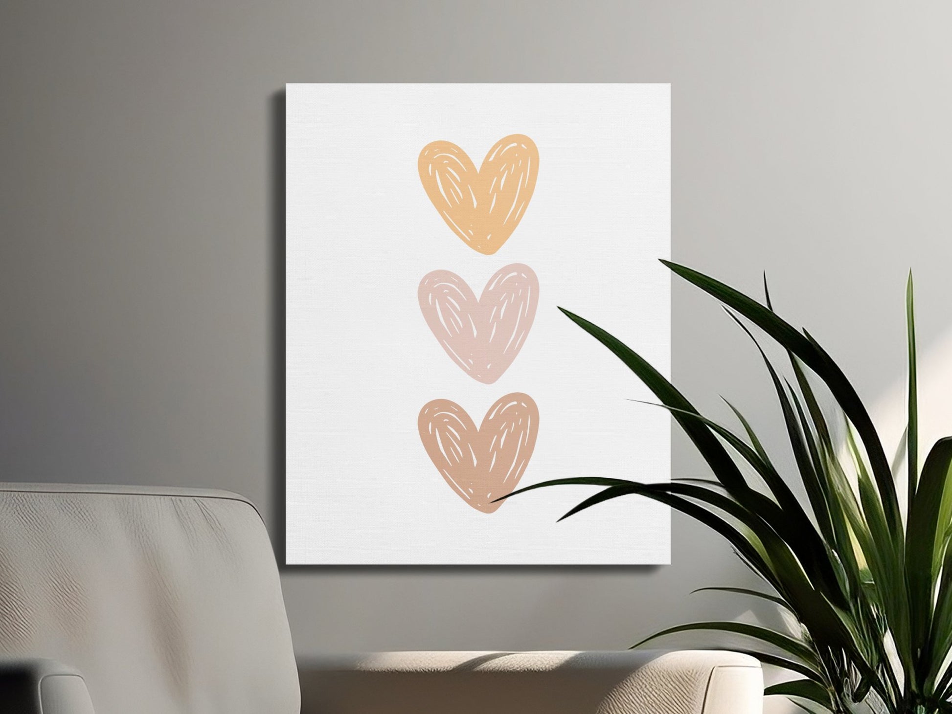Premium Poster of Heart Trio Nursery Wall Art Beautiful Canvas Wraps