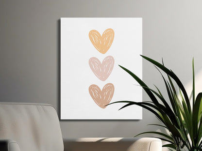 Premium Poster of Heart Trio Nursery Wall Art Beautiful Canvas Wraps
