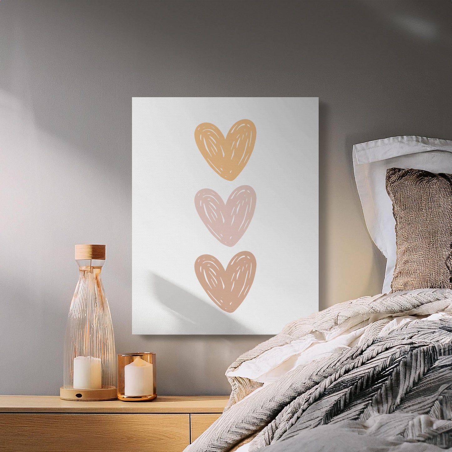 Premium Poster of Heart Trio Nursery Wall Art Beautiful Canvas Wraps