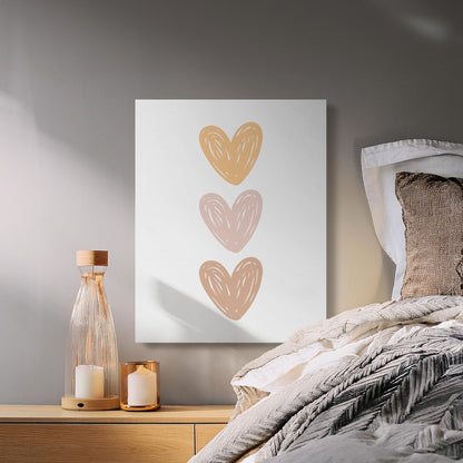 Premium Poster of Heart Trio Nursery Wall Art Beautiful Canvas Wraps
