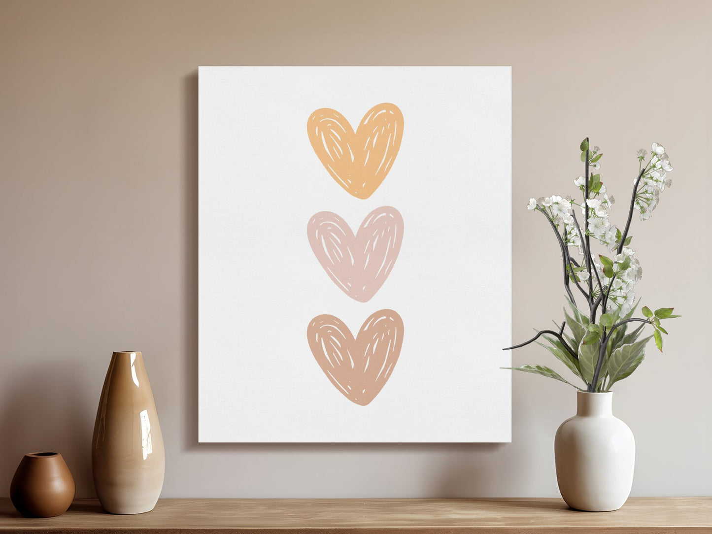 Premium Poster of Heart Trio Nursery Wall Art Beautiful Canvas Wraps