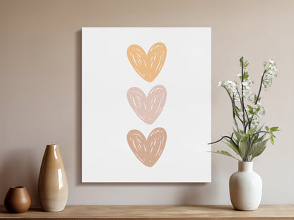 Premium Poster of Heart Trio Nursery Wall Art Beautiful Canvas Wraps