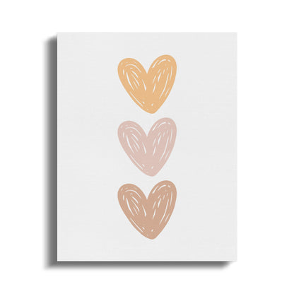 Premium Poster of Heart Trio Nursery Wall Art Beautiful Canvas Wraps