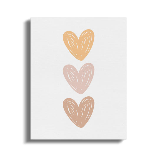 Premium Poster of Heart Trio Nursery Wall Art Beautiful Canvas Wraps