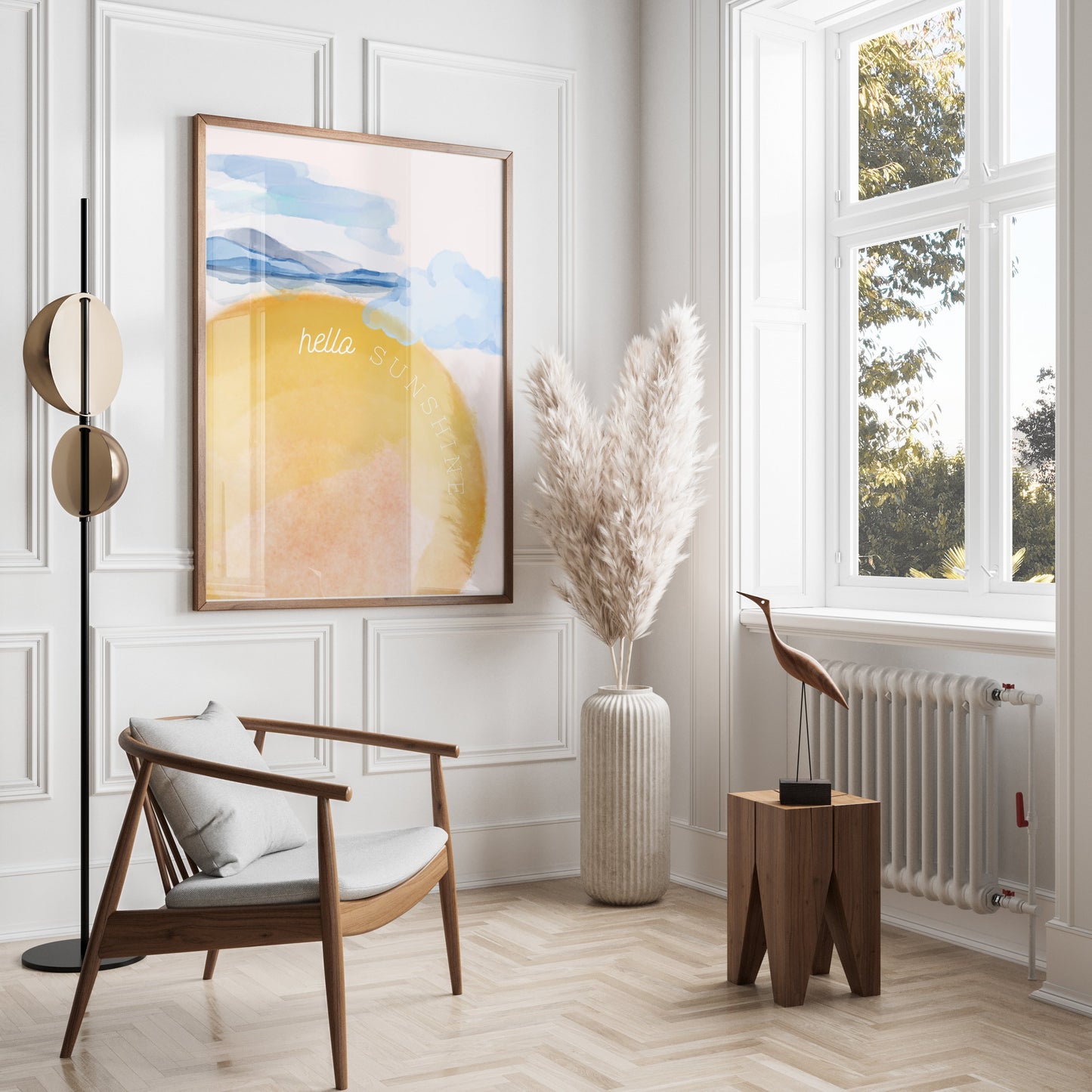 Premium Poster of Hello Sunshine Sunset Mountain Landscape Art Posters