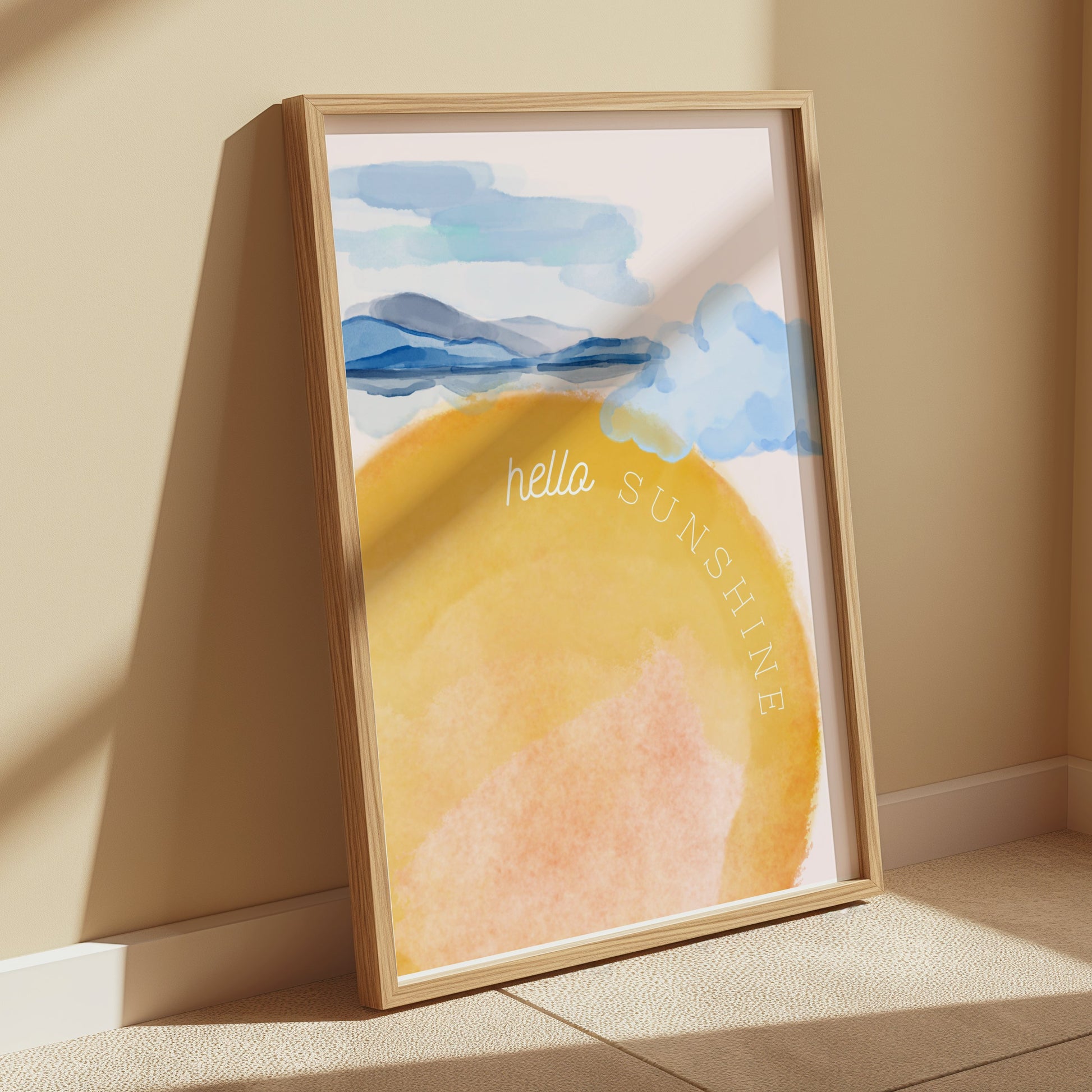 Premium Poster of Hello Sunshine Sunset Mountain Landscape Art Posters