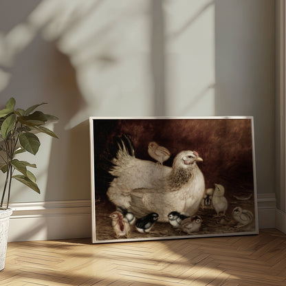 Premium Poster of Hen with Adorable Chicks Art Print Posters