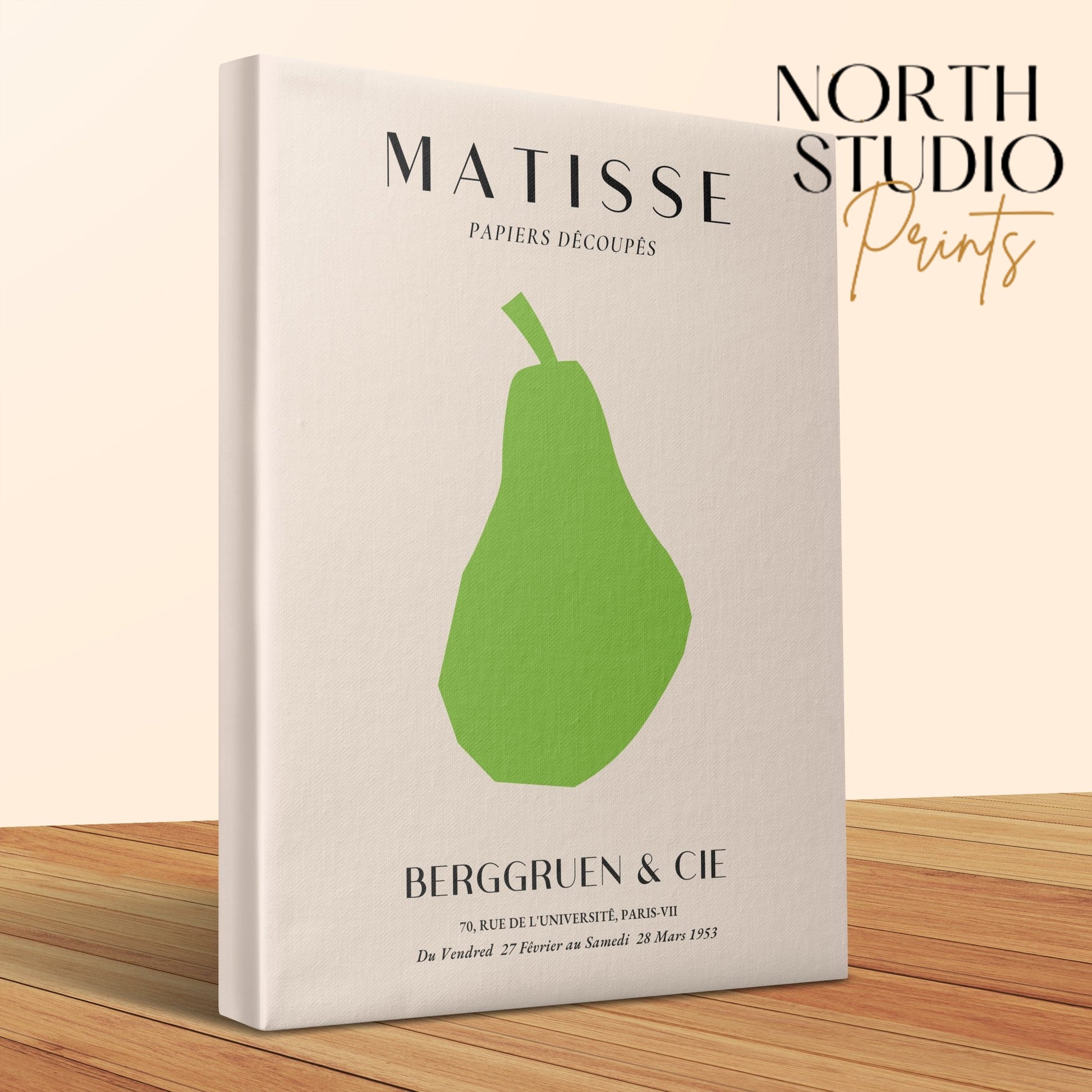 Henri Matisse art poster canvas wrap close-up with North Studio Prints branding, highlighting minimalist museum art for modern decor.