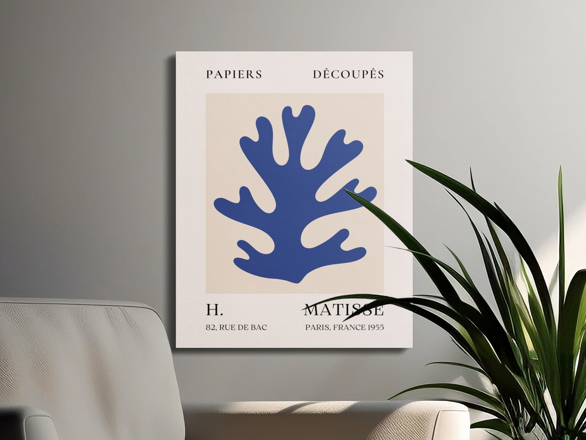 Premium Poster of Henri Matisse Blue Coral Reef Design Canvas Wraps