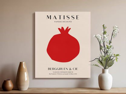 Henri Matisse inspired Berggruen and Cie canvas wrap displayed in a modern living room with vases and floral décor.
