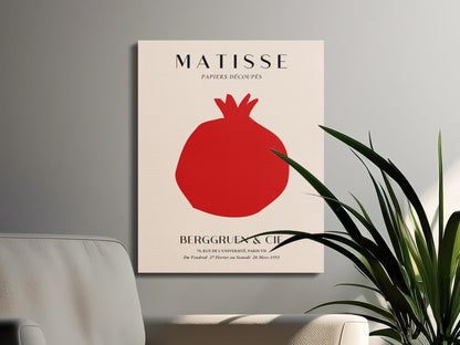 Henri Matisse inspired Berggruen and Cie canvas wrap styled in a minimalist interior with a chair and green plant.
