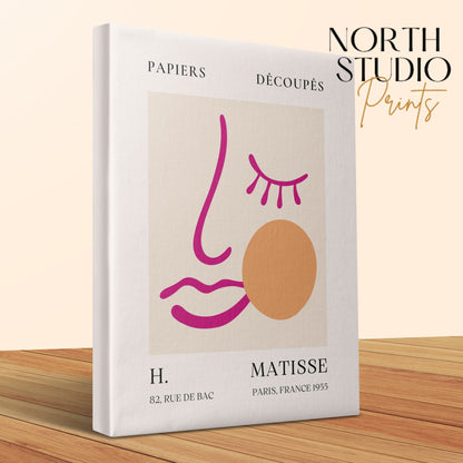 Henri Matisse canvas wrap with 'Papiers Decoupes' design, featuring minimalist art and displayed with 'North Studio Prints' branding.