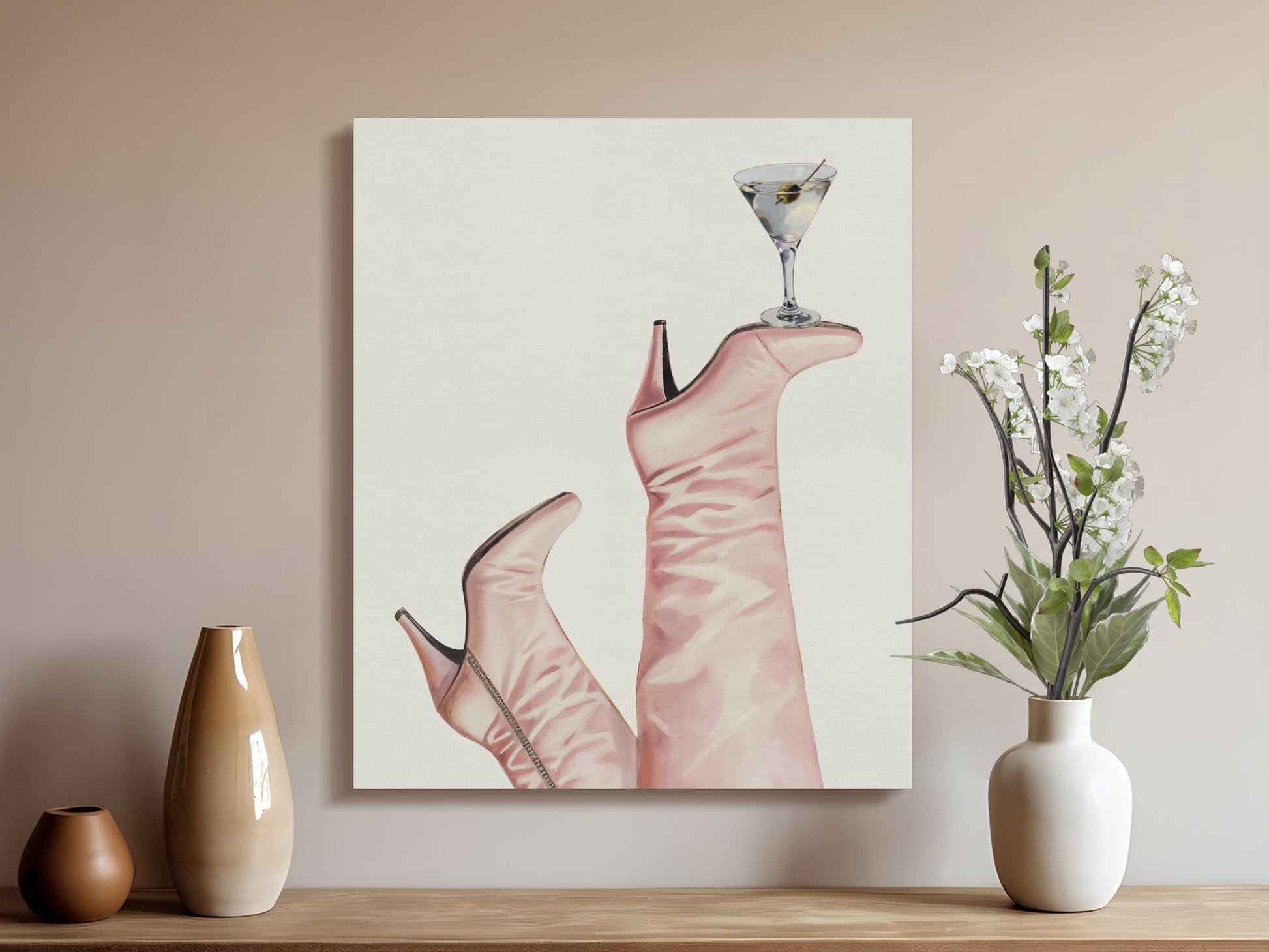 Premium Poster of High Heels and Martini Cowgirl Canvas Wraps