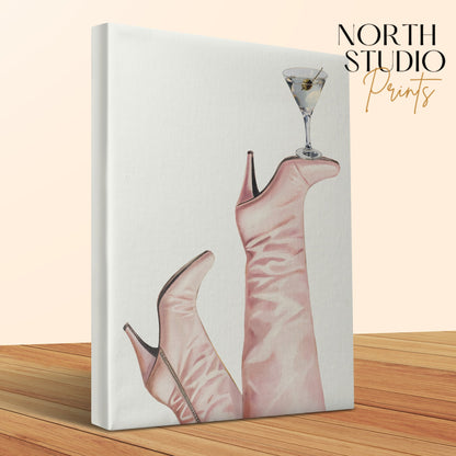 Premium Poster of High Heels and Martini Cowgirl Canvas Wraps
