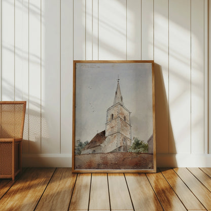 Premium Poster of Historic Church Tower Watercolor Art Print Posters