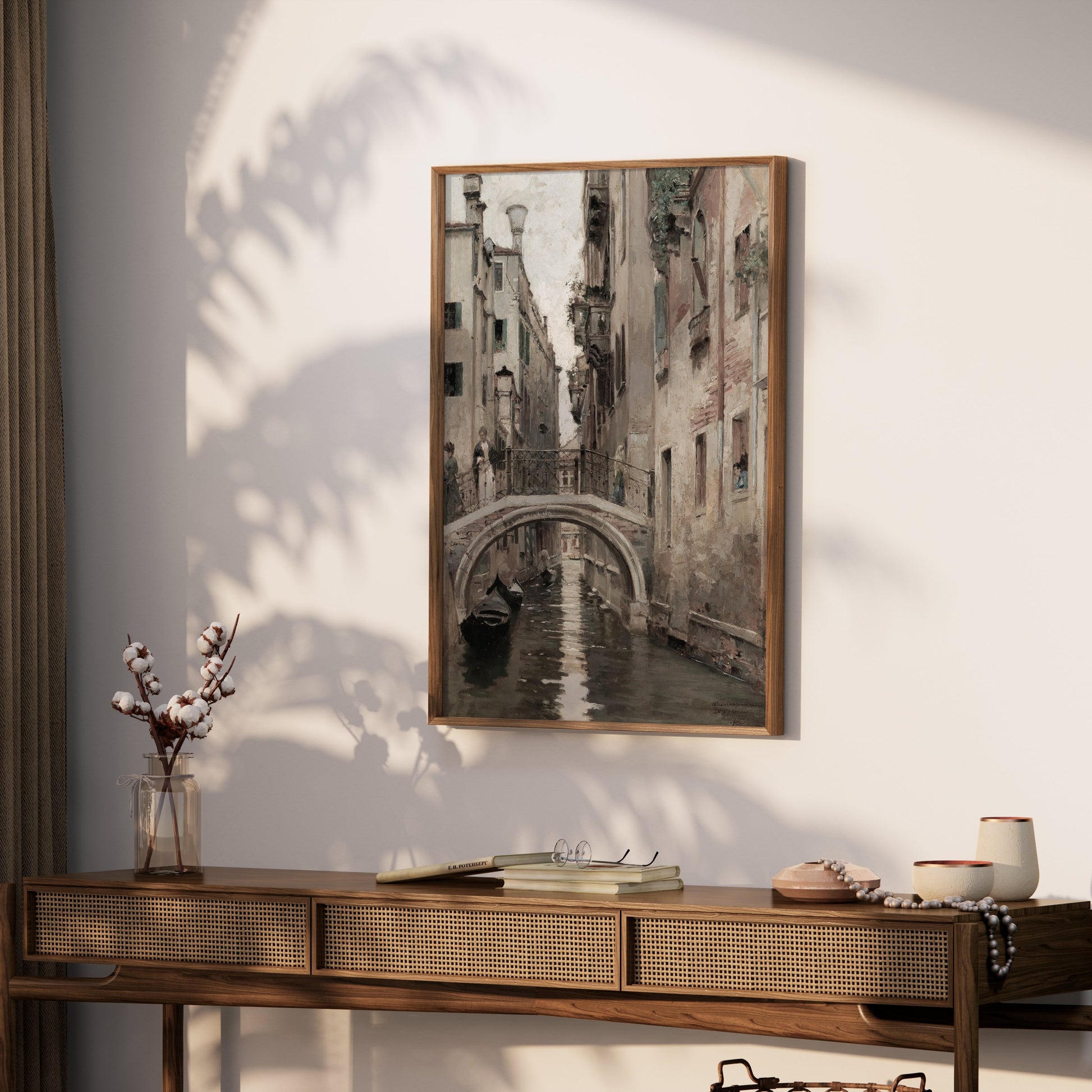 Premium Poster of Historic European City Canal Bridge Scene Posters