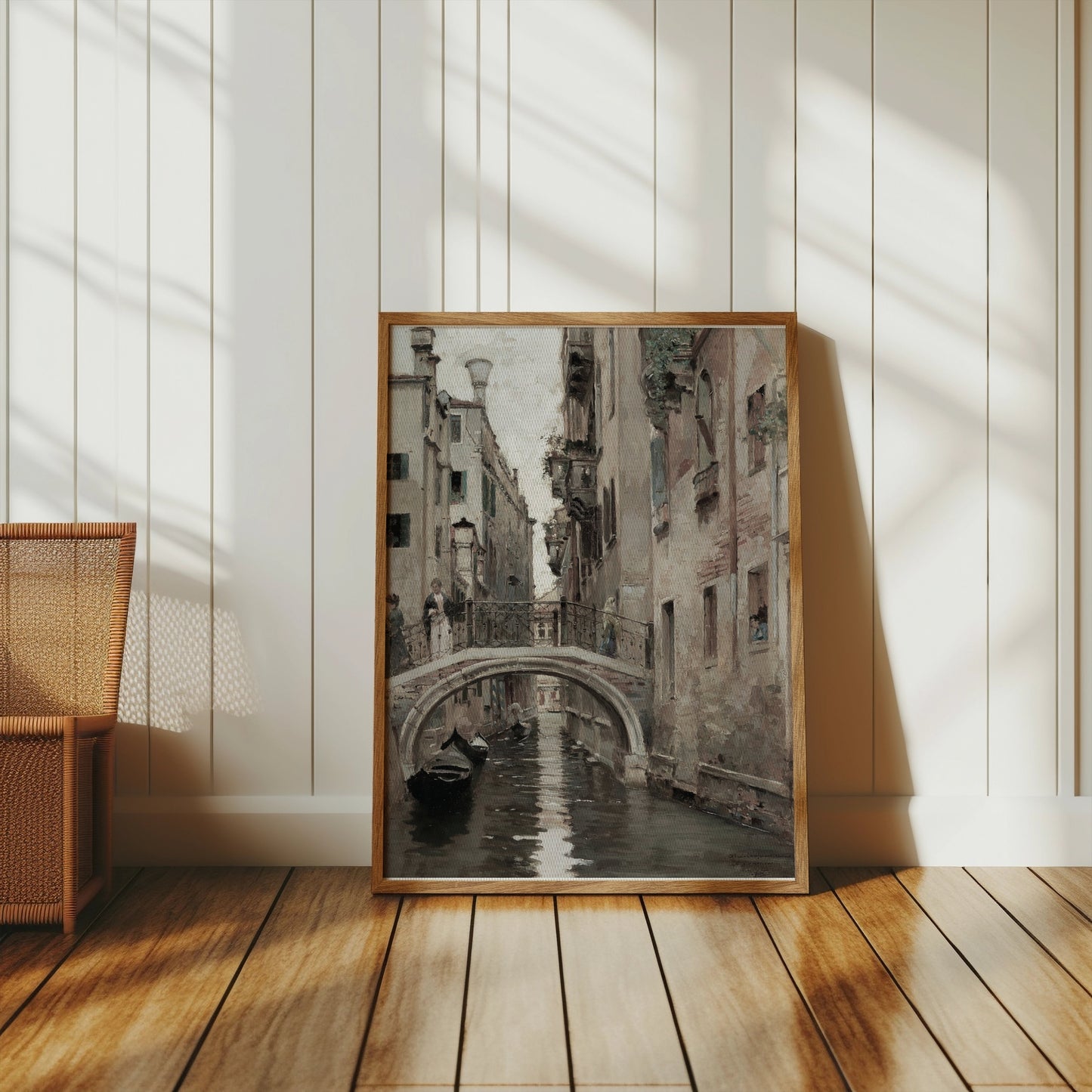 Premium Poster of Historic European City Canal Bridge Scene Posters