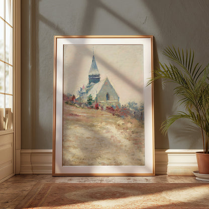 Premium Poster of Historic Mountain Church Landscape Art Posters