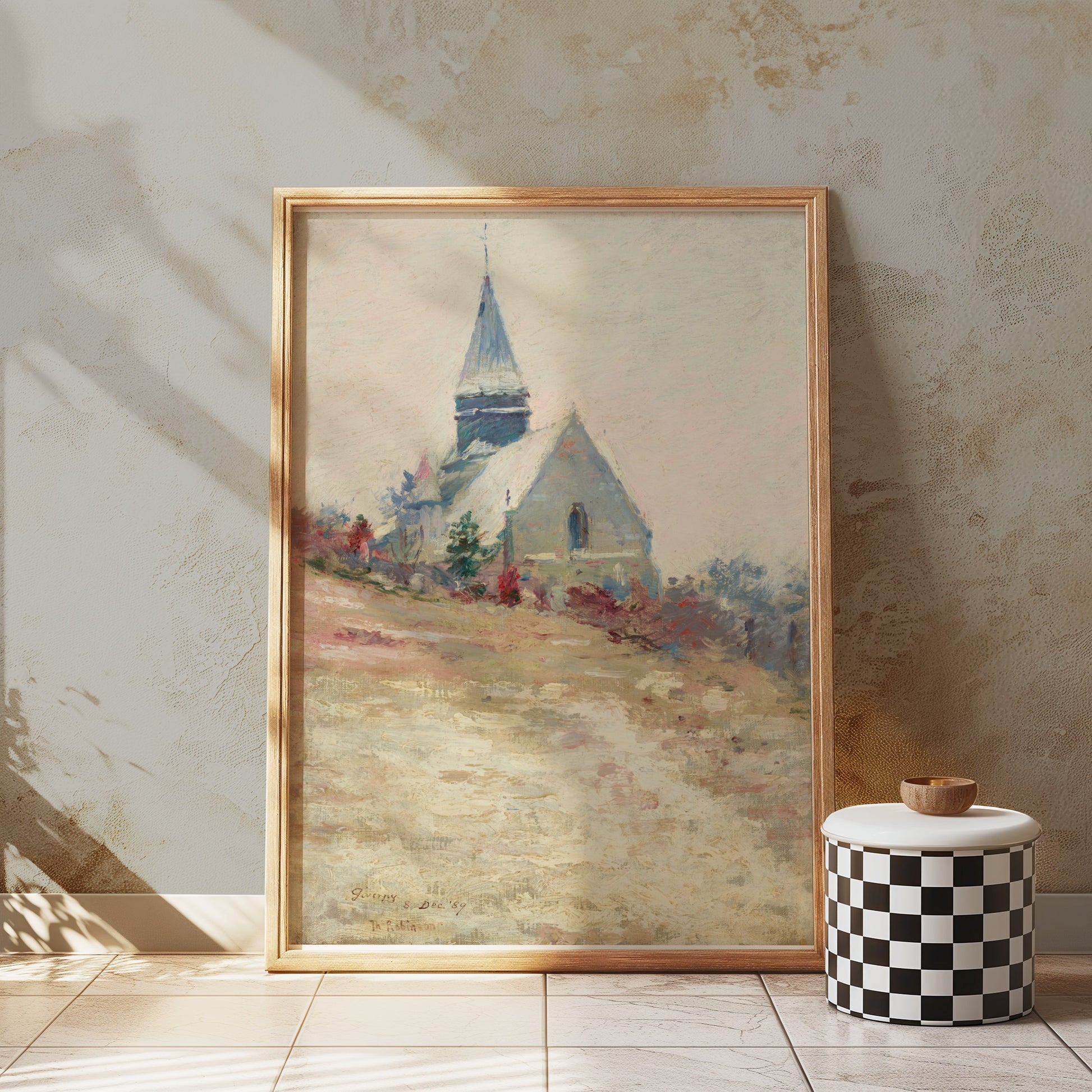 Premium Poster of Historic Mountain Church Landscape Art Posters