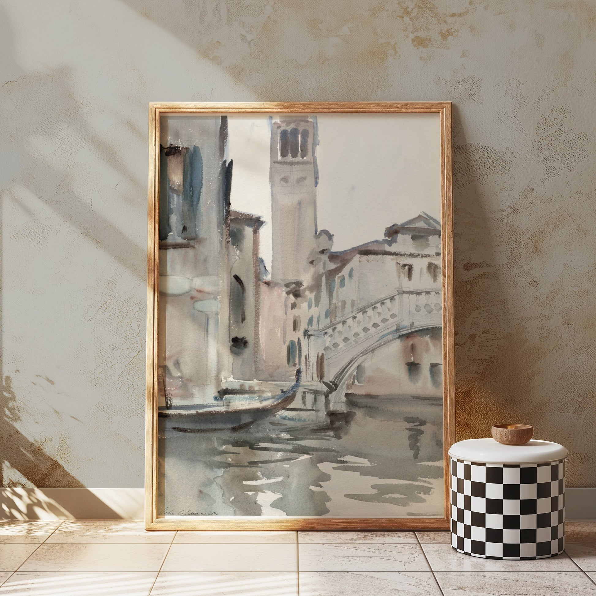 Premium Poster of Historic Venetian Canal Watercolor Art Posters