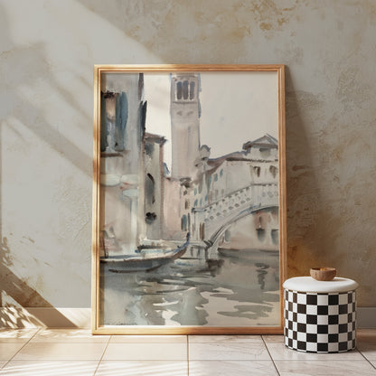 Premium Poster of Historic Venetian Canal Watercolor Art Posters