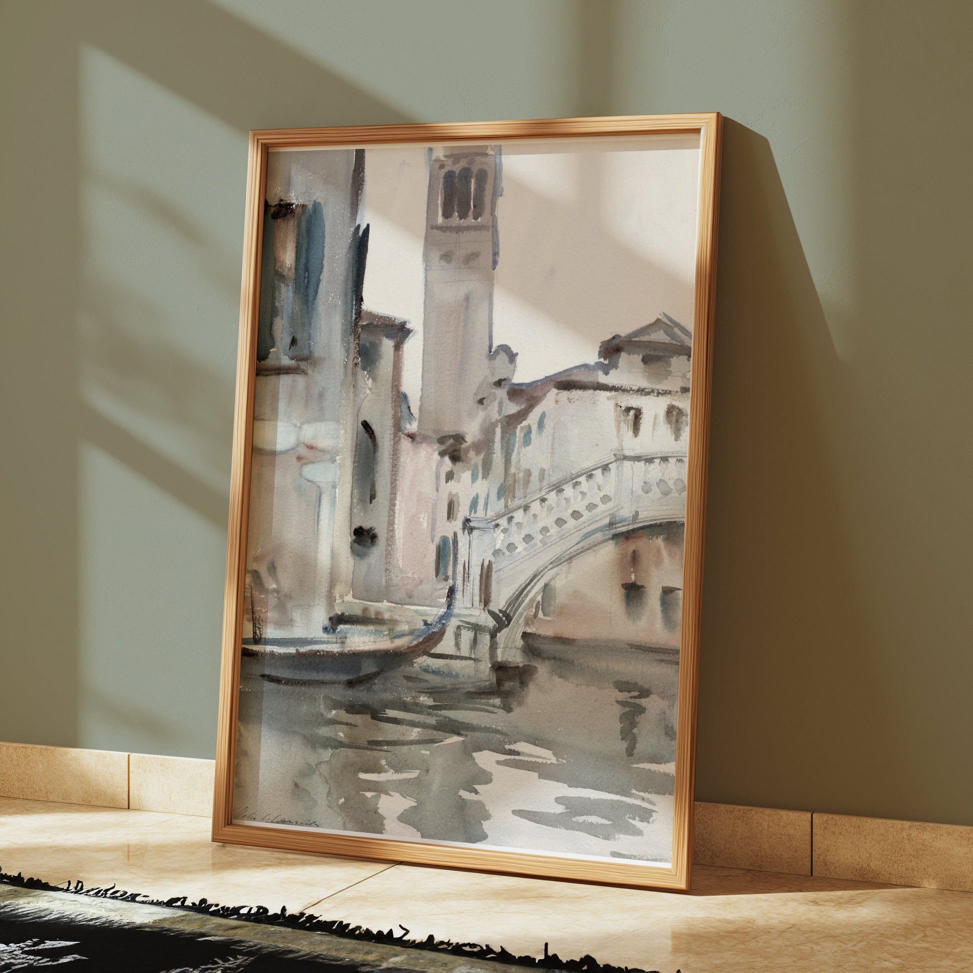 Premium Poster of Historic Venetian Canal Watercolor Art Posters