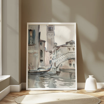 Premium Poster of Historic Venetian Canal Watercolor Art Posters