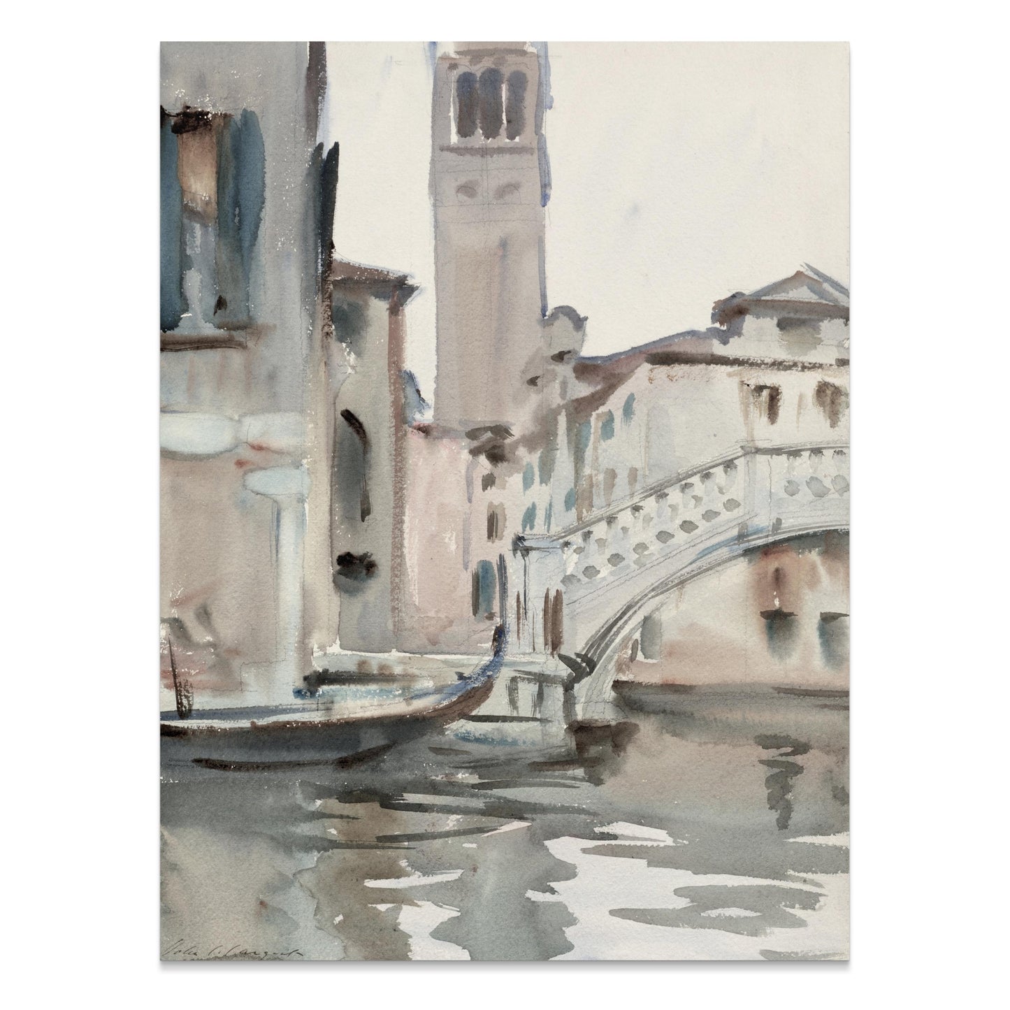 Premium Poster of Historic Venetian Canal Watercolor Art Posters