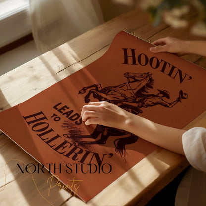 Premium Poster of Hootin Leads to Hollerin Cowboy Art Posters