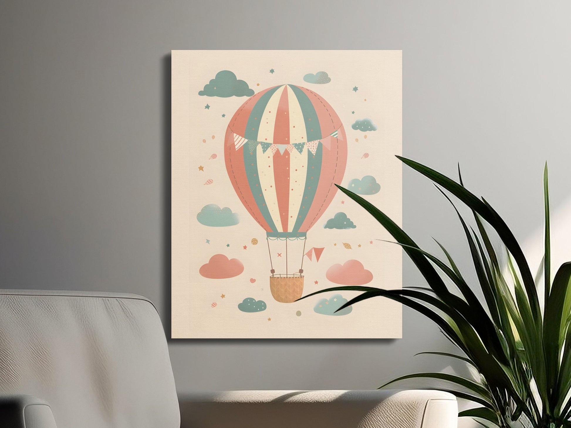 Premium Poster of Hot Air Balloon Adventure Nursery Canvas Wraps