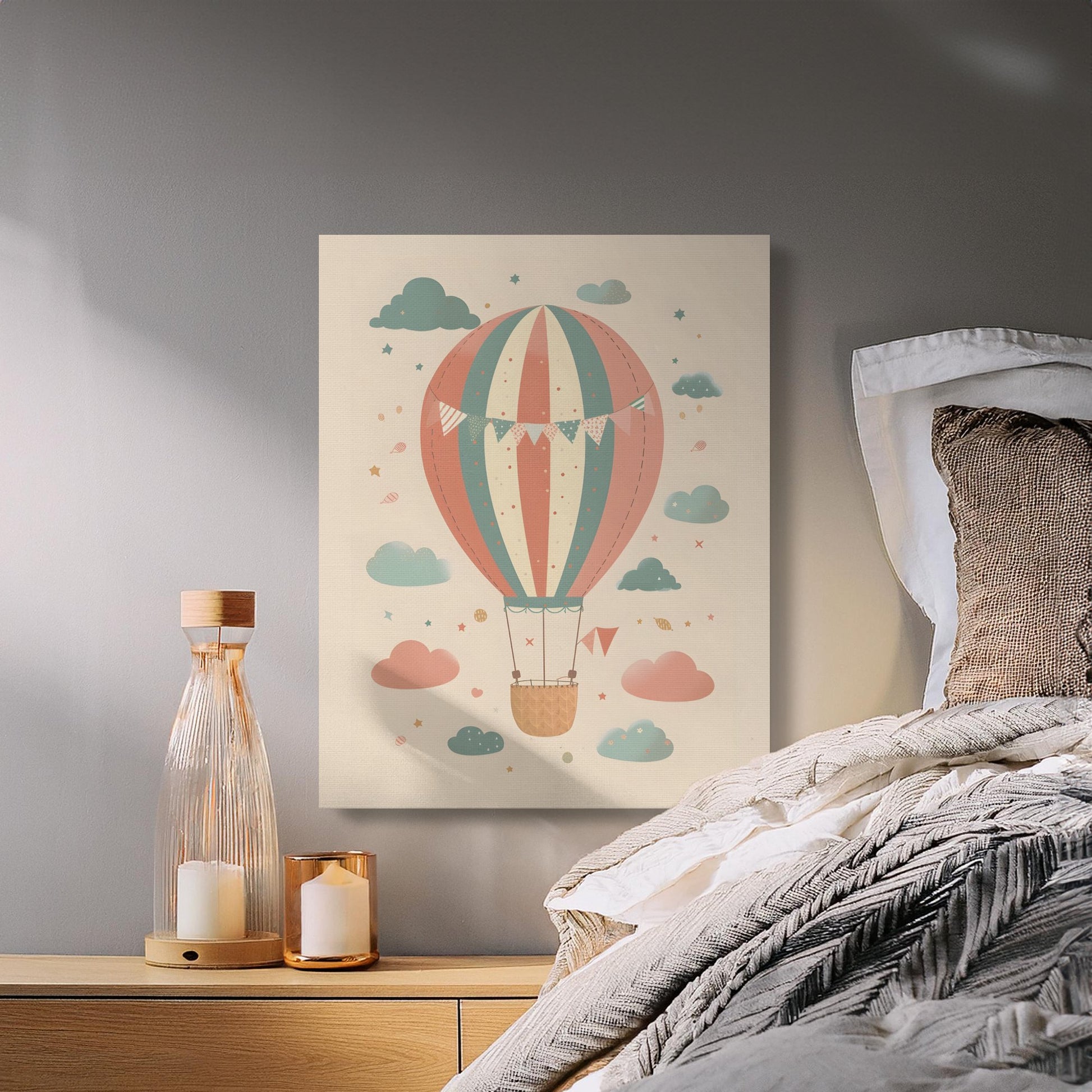 Premium Poster of Hot Air Balloon Adventure Nursery Canvas Wraps