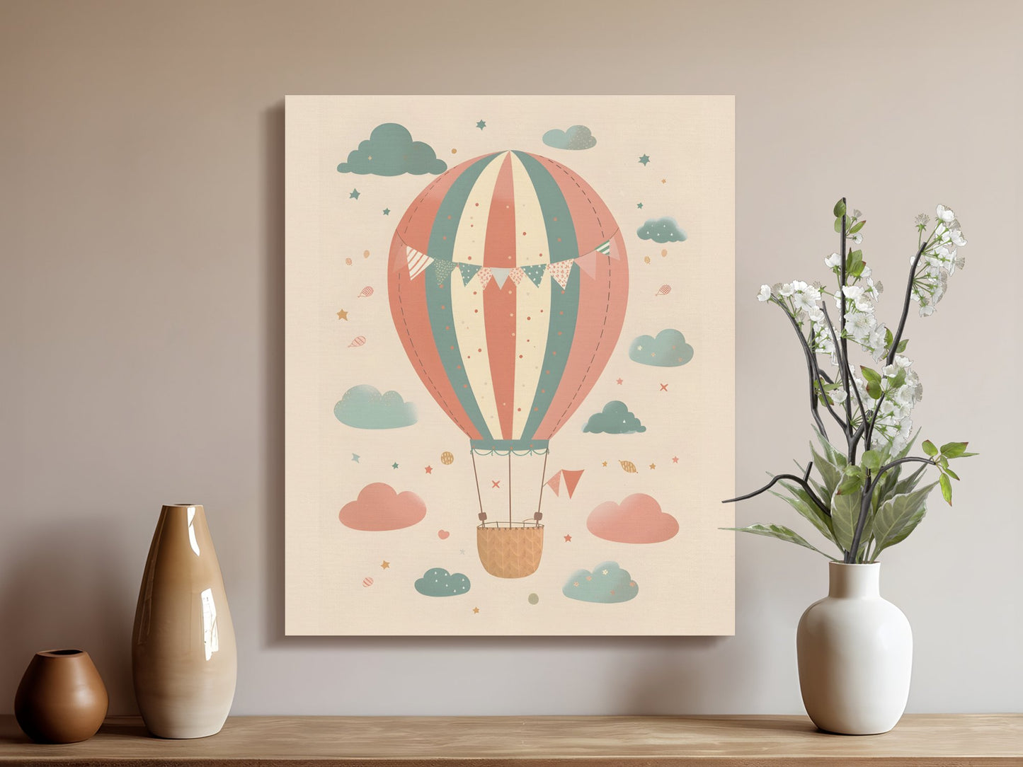 Premium Poster of Hot Air Balloon Adventure Nursery Canvas Wraps