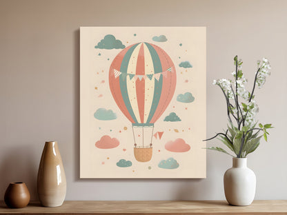 Premium Poster of Hot Air Balloon Adventure Nursery Canvas Wraps