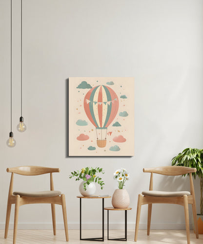 Premium Poster of Hot Air Balloon Adventure Nursery Canvas Wraps